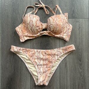 Rose gold snake snakeskin bikini set M